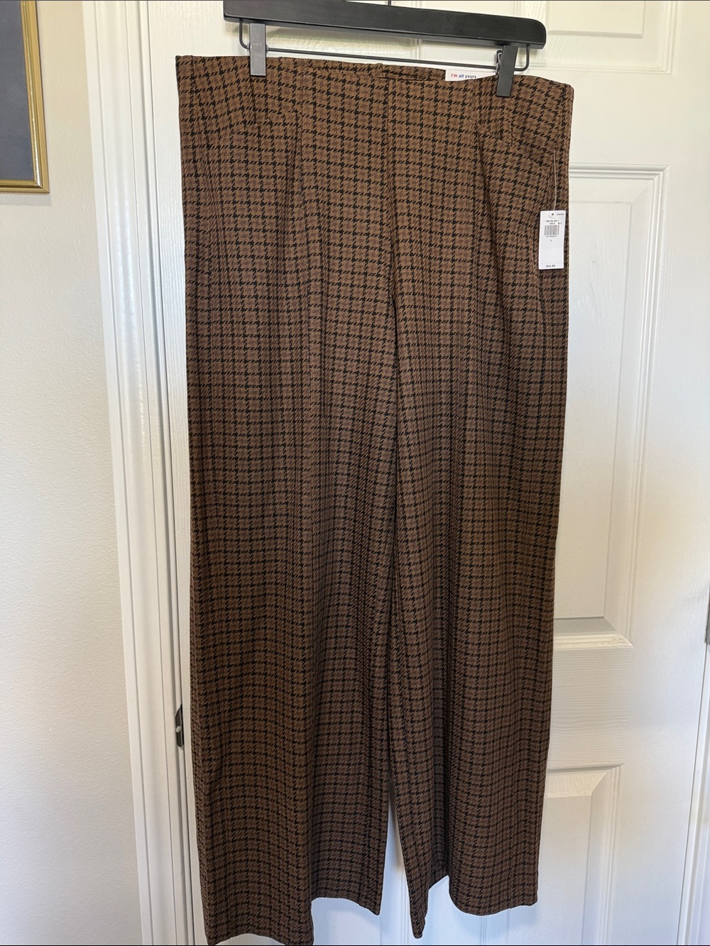 Old Navy Brown plaid Pixie Wide leg pants SZ L NWT